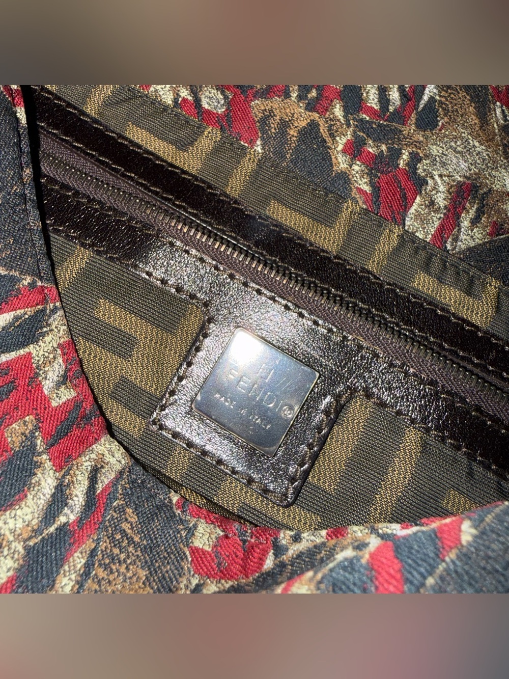 LAST DAY Fendi RARE Zucca Falcon Bird Print Red Mama Forever Baguette Bag - Picture 5 of 12
